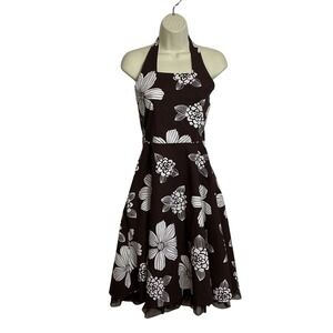 Rare Editions Size 16 Floral Halter Dress Rockabilly Petticoat Tulle Coquette